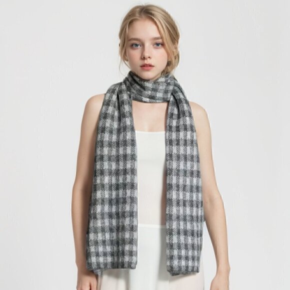 🆕Everlane Unisex The Alpaca Patterned Scarf Gray Buffalo Check One Size NWT - Picture 1 of 9